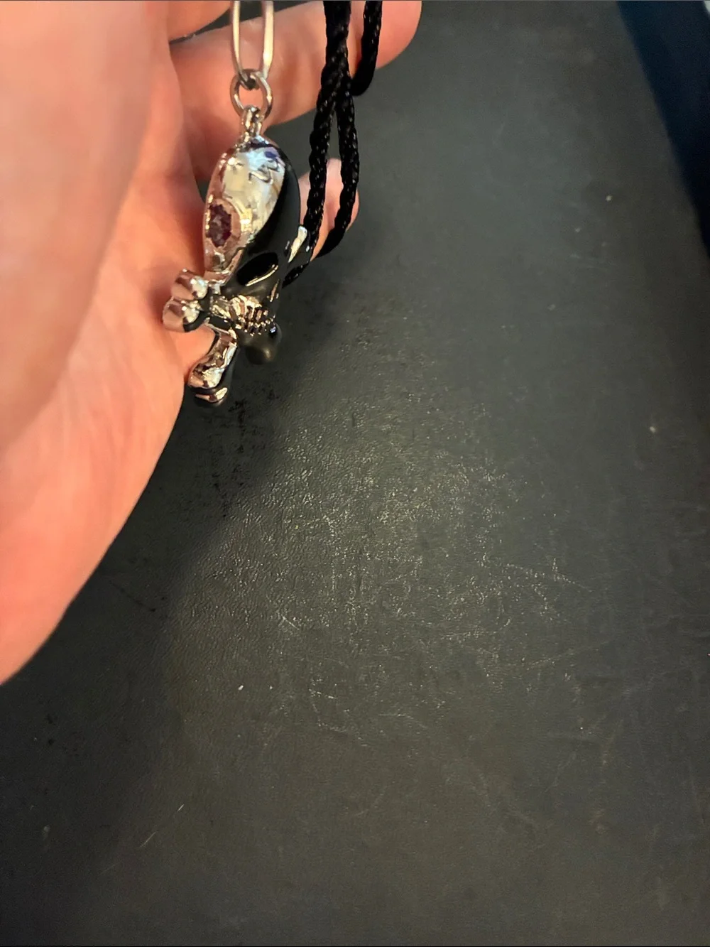 Woman’s Silver Skull & Crossbones Necklace Pendant - Gothic Accessory